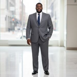 Egara Gray Wool Career Formal Suit